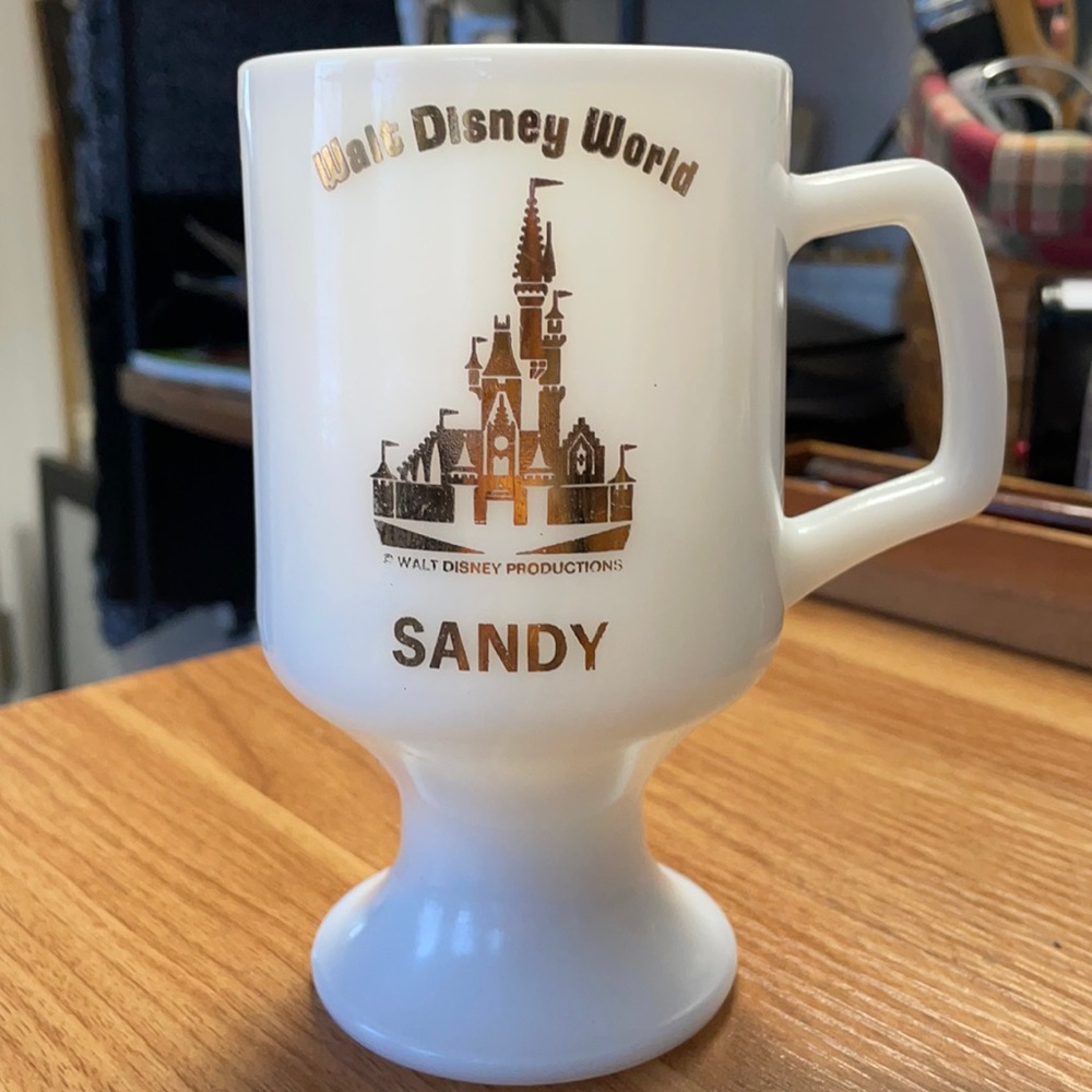 Vintage Disney pedestal mug milk glass 1970 antique